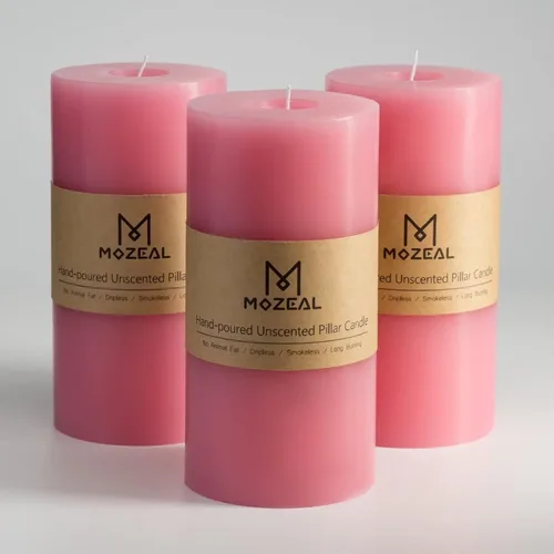 Vista 77 de MOZEAL Juego de 3 velas sin perfume vertidas a mano de 3 x 6 pulgadas, velas tipo pilar sin goteo, combustión de larga duración, aproximadamente 120