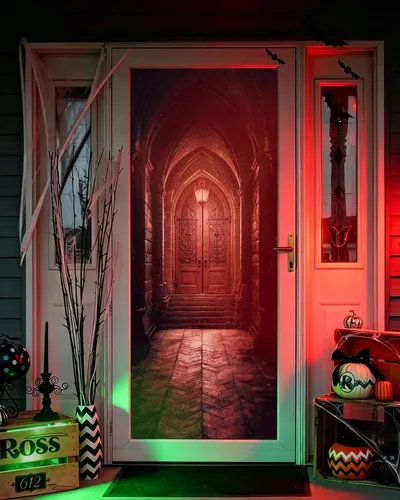 Vista 30 de FLFK Adhesivo para puerta – Puerta vintage beige, mural para despegar y pegar, tamaño combinado 30 x 80 pulgadas, dividido en 2 piezas Mt5423