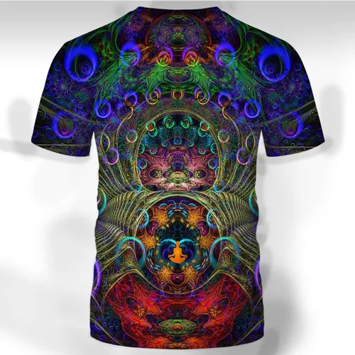 Vista 2 de Fiswaki Camiseta de verano de manga corta con diseño psicodélico para hombre