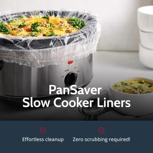 Vista 3 de PanSaver Revestimientos para olla de cocción lenta – Forros desechables con banda de ajuste seguro para un ajuste cómodo – Limpieza instantánea sin