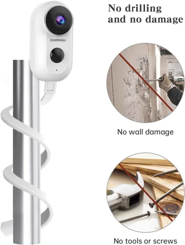 Vista 6 de Soporte giratorio flexible para cámara ZUMIMALL sin herramientas ni daños en la pared (sin cámara)