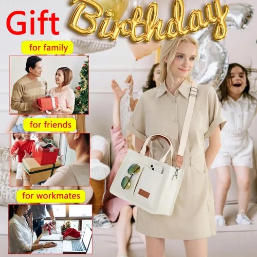 Vista 7 de Bolso de mano para mujer con compartimentos, bolso grande de lona para mujer, bolso cruzado de trabajo, portátil, bolsa de libros, bolsos de hombro