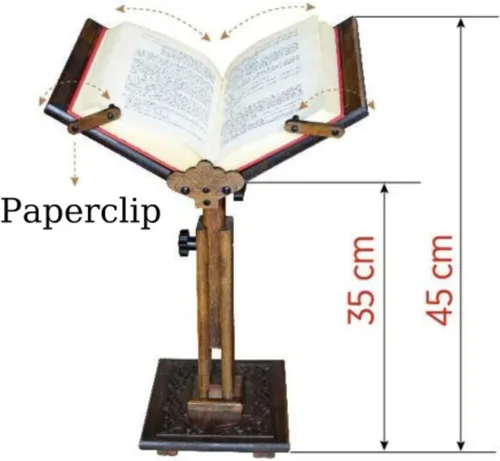 Vista 5 de Soporte ajustable para libros de madera tallada Corán, Biblia, atril de Torá Diccionario, Soporte para libro de cocina