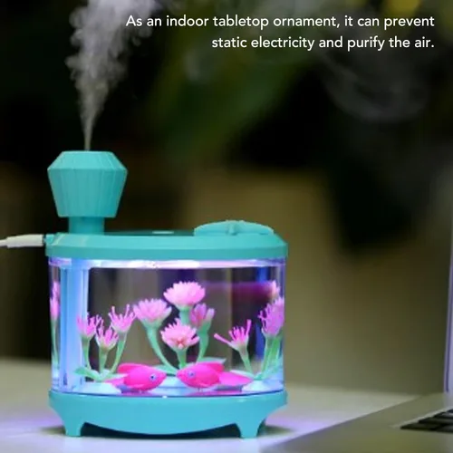 Vista 4 de Mini humidificador con niebla fría, humidificador pequeño para el hogar, automóvil, oficina, dormitorio, humidificadores USB silenciosos de Azul