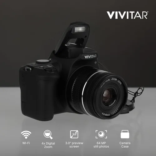 Vista 2 de Cámara digital 4K con 64 MP, zoom óptico 70x, pantalla LCD de 3.0 pulgadas, flash LED, enfoque automático, modo macro, grabación de video 4K