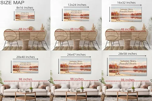 Vista 3 de TIMUBA Lienzo decorativo de pared de otoño de lago, citas de otoño Decoración de pared de otoño-01