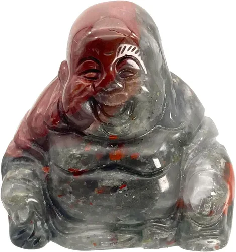 Vista 11 de Estatua de Buda feliz de Maitreya de piedra tallada a mano, escultura de bolsillo de cristal curativo, decoración de 1.5 pulgadas de alto, obsidiana