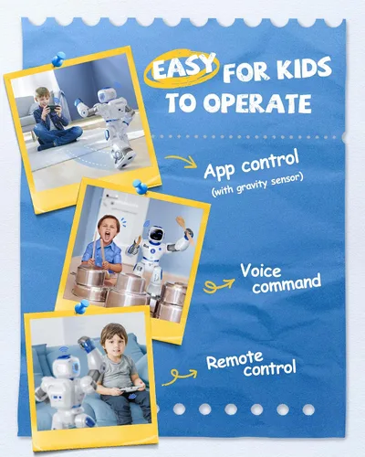 Vista 5 de Ruko 1088 Robots inteligentes para niños, gran robot interactivo programable RC con control de voz, control de aplicación, regalo para niños y niñas