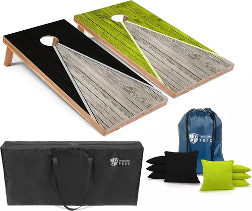 Vista 40 de Tailgating Pros Juego de tablero de Cornhole ligero con diseño piramidal con bolsas de frijoles y estuche de transporte, juego de cornhole