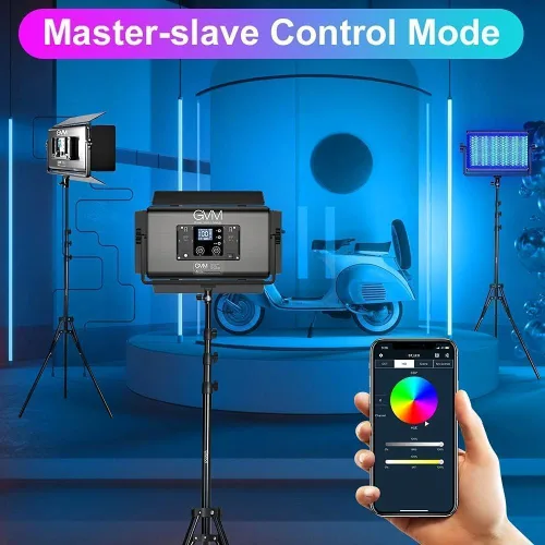 Vista 4 de GVM Luz de Video LED RGB 1500D con Softbox, Kit de Iluminación de Video de 75W con Control Bluetooth, Panel de Luz LED para Fotografía, Estudio