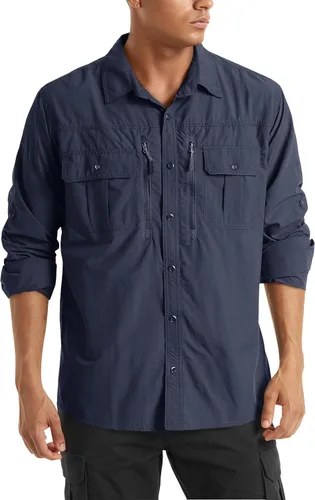 Vista 11 de TACVASEN Camisa de pesca de manga larga para hombre, de secado rápido Negro