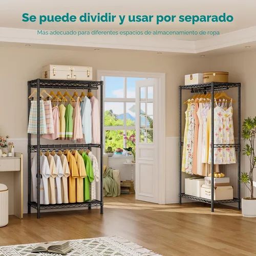 Vista 9 de SINGAYE Perchero portátil para armario, perchero resistente, sistema de organización y almacenamiento para colgar ropa, perchero ajustable