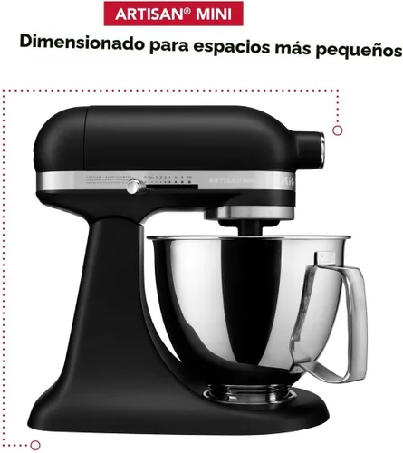 Vista 7 de KitchenAid Artisan Mini Batidora de Pie con Cabezal Inclinable de 3.5 Cuartos - KSM3316X - Negro Mate