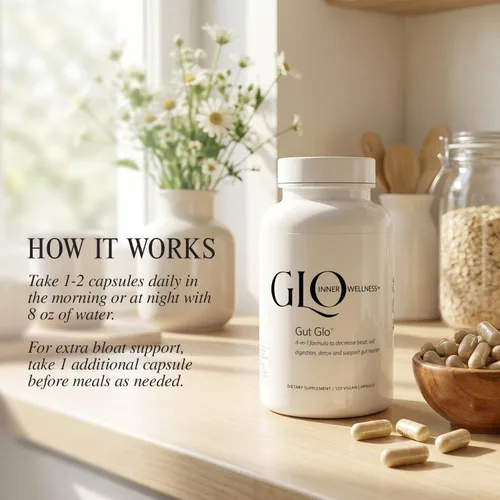 Vista 6 de Gut Glo - Alivio natural de la hinchazón, la salud intestinal, la digestión y el estreñimiento 4 en 1 probiótico, enzima digestiva, magnesio