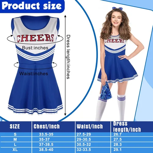 Vista 2 de SATINIOR 4 piezas de disfraces de animadora para mujeres, adultos, niñas, uniforme para fiesta de fútbol