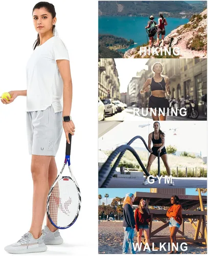 Vista 6 de NORTHYARD Pantalones cortos deportivos de senderismo para mujer, de secado rápido, ligeros, para gimnasio, entrenamiento, con 3 bolsillos