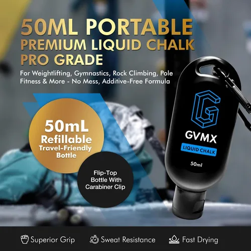Vista 2 de 50ML/100ML/400ML Superior Grip Premium Liquid Chalk. Long Lasting Mess-Free Gym Chalk for Weightlifting, Gymnastics, Climbing. Fast Drying