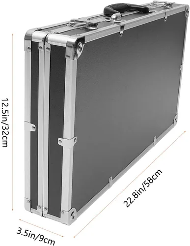Vista 2 de Yardwe Caja de aluminio Caja de herramientas portátil Estuche rígido con espuma protege herramientas electrónicas Instrumentos de prueba Cámaras