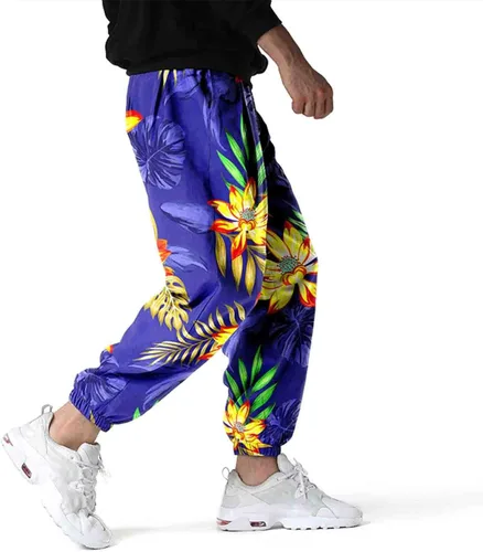 Vista 6 de MYNKYLL Pantalones de primavera y verano para hombre casuales versátiles pintados sueltos talla grande a la moda bolsillo para la playa ajuste
