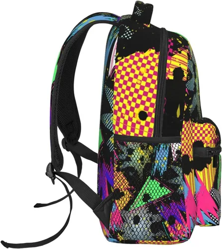 Vista 3 de Mochila retro de los años 80 y 90, bonitas bolsas para laptop, bolsas de hombro, viajes, senderismo, camping, mochila para hombres y mujeres