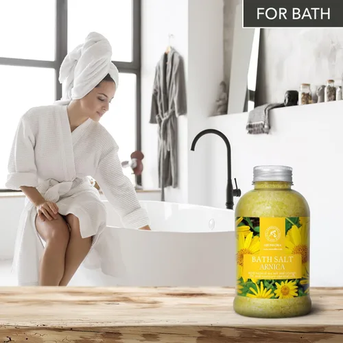 Vista 4 de Sales de baño de árnica de 21.16 onzas – Aceites esenciales de romero y abeto 100% naturales – sal marina Arnica 21.16 oz – Lo mejor para el baño