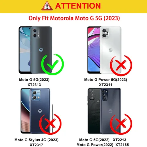 Vista 2 de Funda para Moto G 5G 2023 [no para la versión 2022], funda protectora híbrida de policarbonato duro y silicona suave de doble capa a prueba