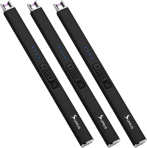 Vista 18 de SUPRUS Encendedor eléctrico de arco resistente al viento, sin llama, recargable por USB, con bloqueo de seguridad para velas, barbacoa, camping