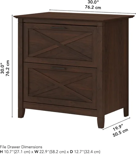 Vista 3 de Bush Furniture Key West – Archivador lateral con 2 cajones, color cereza