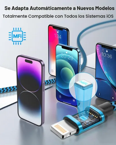 Vista 2 de Aioneus Cable de carga para iPhone de 3 pies, paquete de 3 cables Lightning con certificación MFi, cable de carga rápida de nailon trenzado