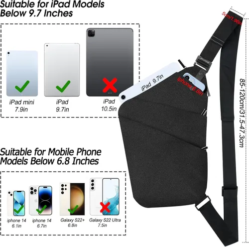 Vista 5 de BROADREAM Bolsa flexible personal para hombres y mujeres Antirrobo Slim Crossbody Bag Sling Chest Mochila para Deporte Viajes Casual Senderismo