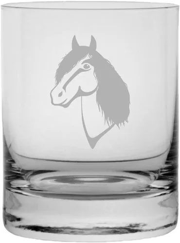 Vista 13 de Abaco Barb - Vaso de whisky con temática de caballo grabado (10.25 onzas)