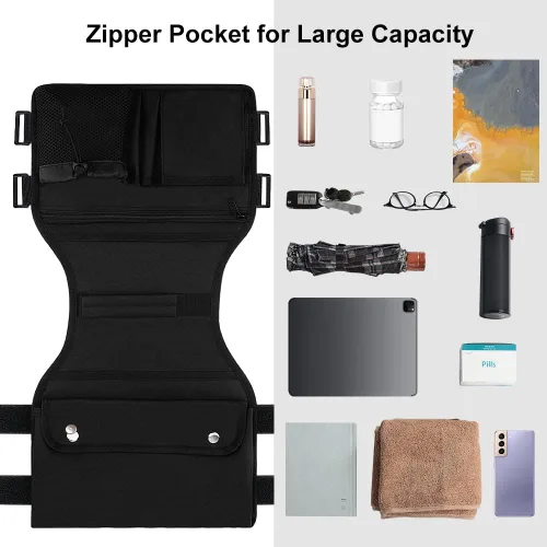 Vista 5 de supregear Bolsa lateral para andador, bolsa de accesorios para andador con portavasos, cesta plegable para andador impermeable, organizador caddy