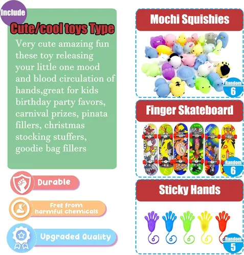 Vista 5 de 109 piezas de juguetes de fiesta prémium para niños, surtido de mini juguetes antiestrés para niños de todas las edades, premios de aula, cofre