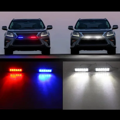 Vista 6 de STDYSUN - Barra de luz decorativa LED, 2 unidades, color rojo, azul, blanco Luces LED de acento de montaje en superficie para vehículos todoterreno