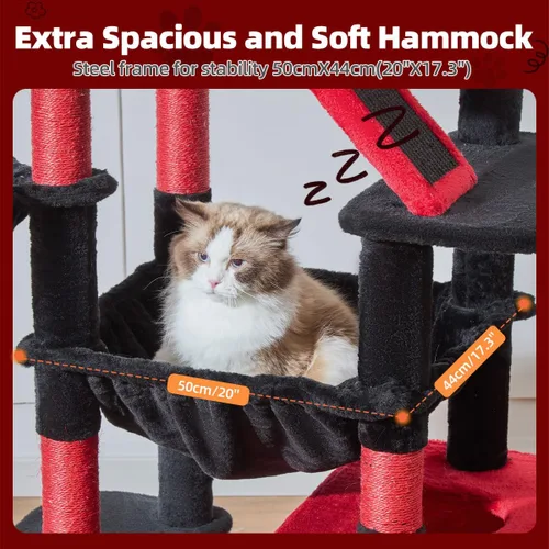 Vista 47 de Taoqimiao Árbol para gatos de 57.5 pulgadas, torre para gatos de interior para adultos, condominio extragrande para gatos, 8 postes rascadores