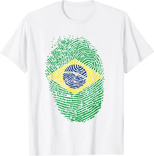 Vista 35 de Camiseta patriótica de la bandera brasileña con huella dactilar Asphalt Grey