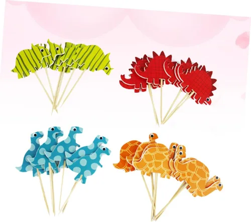 Vista 2 de 96pcs Dinosaur Cake Topper Paper Cartoon Decoration