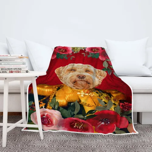 Vista 3 de Zocoshi Manta personalizada de retrato de mascota, retrato de mascota personalizado, manta de retrato de mascota real, manta de regalo conmemorativa