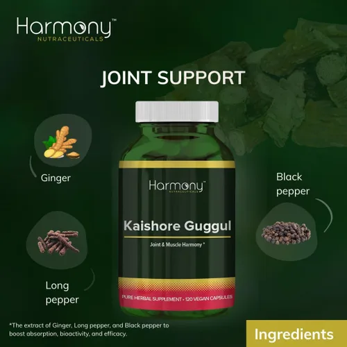 Vista 4 de Kaishore Guggul, Harmony Nutraceuticals, Ayurveda Tradicional 120 Cápsulas Vegetarianas