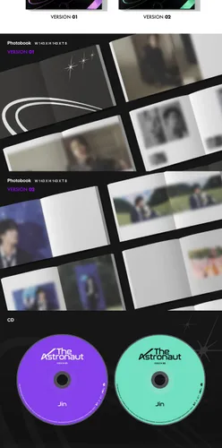 Vista 2 de BTS JIN The Astronaut 1er álbum individual versión aleatoria 1p póster plegable en paquete+libro de fotos+tarjeta lírica+postal+tarjeta