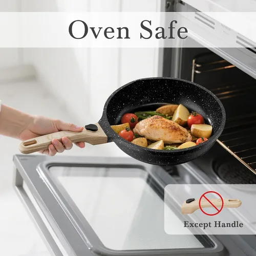 Vista 4 de Caannasweis Sartén antiadherente con mango desmontable para estufa y horno Gris