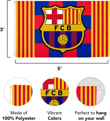 Vista 4 de Desert Cactus Bandera del FC Barcelona Barça Barça Fútbol 100% Poliéster Interior Exterior 3x5 pies Banner (Bandera A)