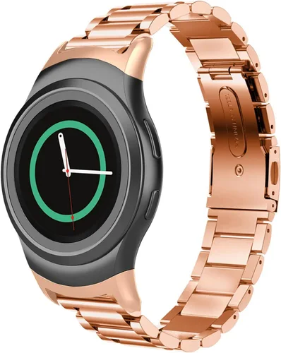 Vista 10 de Correa de reloj de metal compatible con Samsung Gear S2 SM-R720/SM-R730 de ajuste rápido de acero inoxidable correa de repuesto para Gear S2 Negro