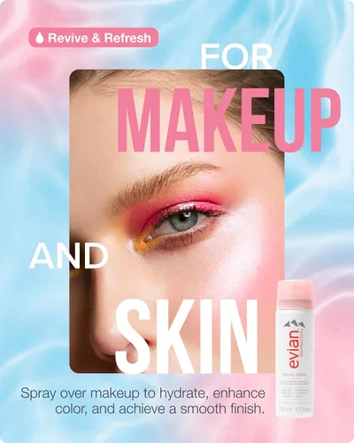 Vista 5 de Evian Facial Spray 1.7 oz - Hydrating Mineral Water Mist for Face & Skin - Refreshes Makeup and Tones Skin - TSA-Approved Mini Facial Spray Set for