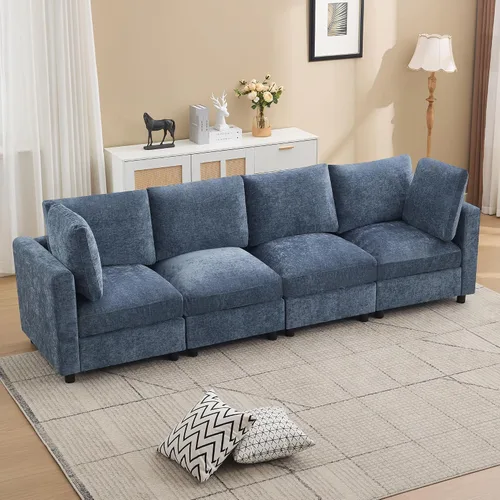 Vista 38 de 63" sofá seccional modular de Loveseat con otomana movible para sala de Beige