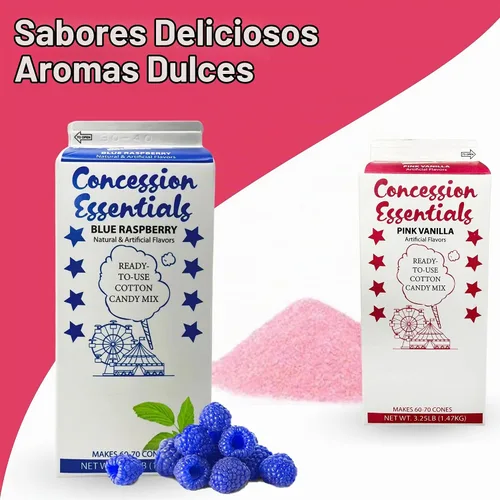 Vista 2 de Concesión Essentials - CE Azúcar para hilo de azúcar - Paquete de 2 unidades de azúcar para hilo de azúcar sabor vainilla rosada y frambuesa azul
