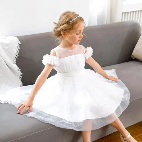 Vista 5 de Gripooaven Vestidos de flores para niñas de 3 a 8 años para cumpleaños, boda, fiesta, Amarillo