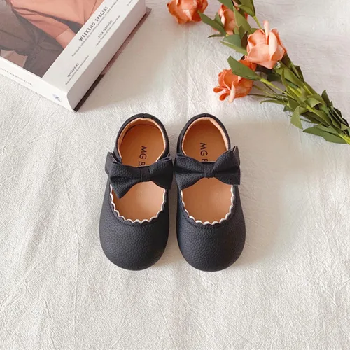 Vista 5 de Peyarlie Zapatos de vestir para niña pequeña, Mary Jane bailarina, zapatos planos para fiesta, escuela, con lazo, boda, princesa