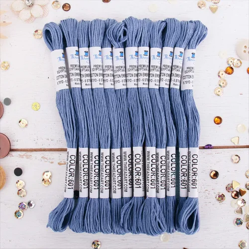 Vista 31 de 12 madejas ThreadArt Premium de hilo de bordar de algodón egipcio de fibra larga Gris antiguo 6 hilos divisibles de 8.75 yardas cada uno