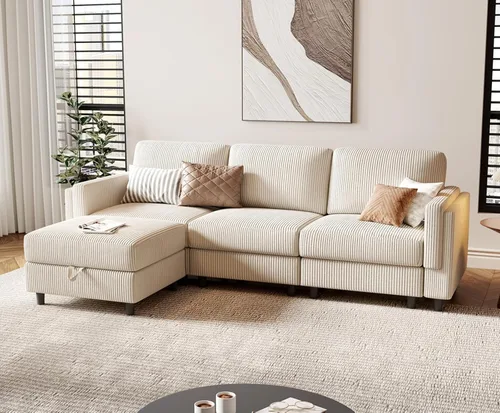 Vista 37 de KKL Sofá modular de 84 pulgadas, sofás de 3 plazas para sala de estar con almacenamiento, sofá modular de asiento profundo seccional, funda